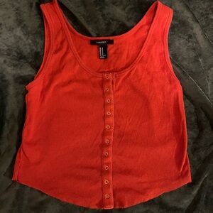 Forever 21 Button-Front Orange Tank Top
